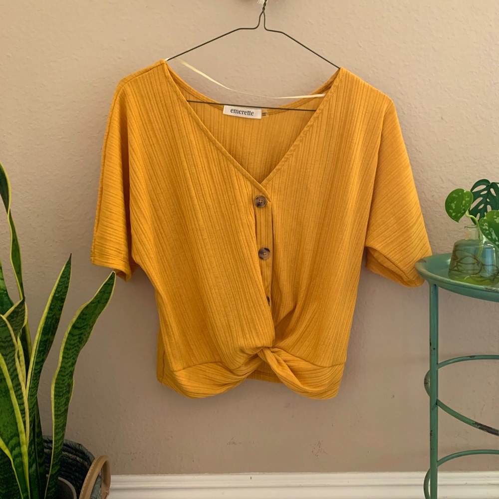 Emerette Yellow Wrap Top